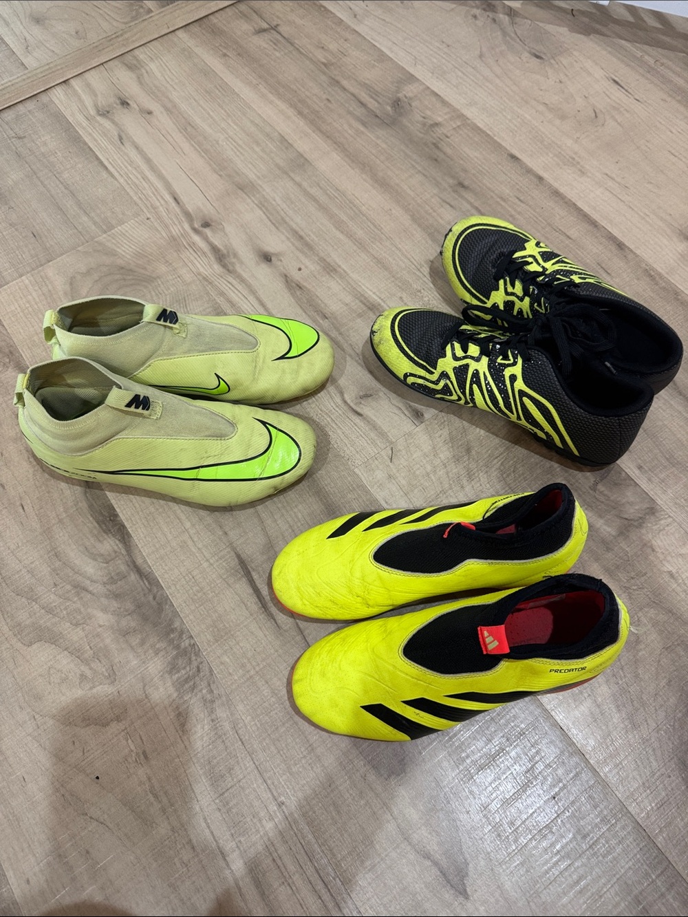 Nike and Adidas Kids soccer cleats. One pair, turf shoes.